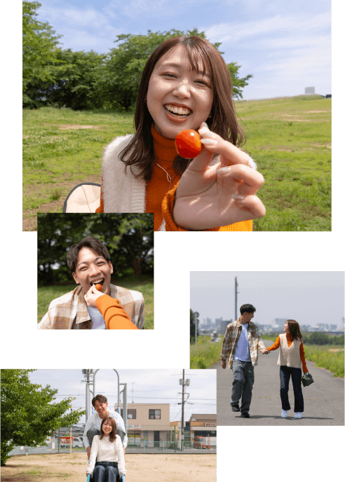 カップルが公園でデートをしているイメージ
